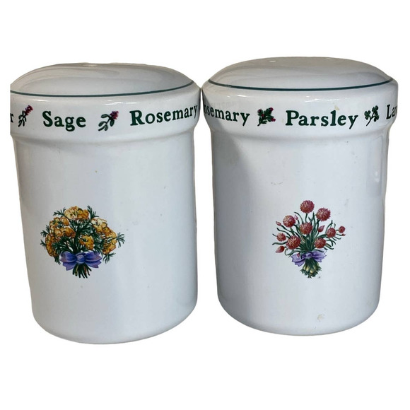 Holly Holderman Lakehouse Salt & Pepper Shakers Kitchen Herbal Design - Picture 4 of 11
